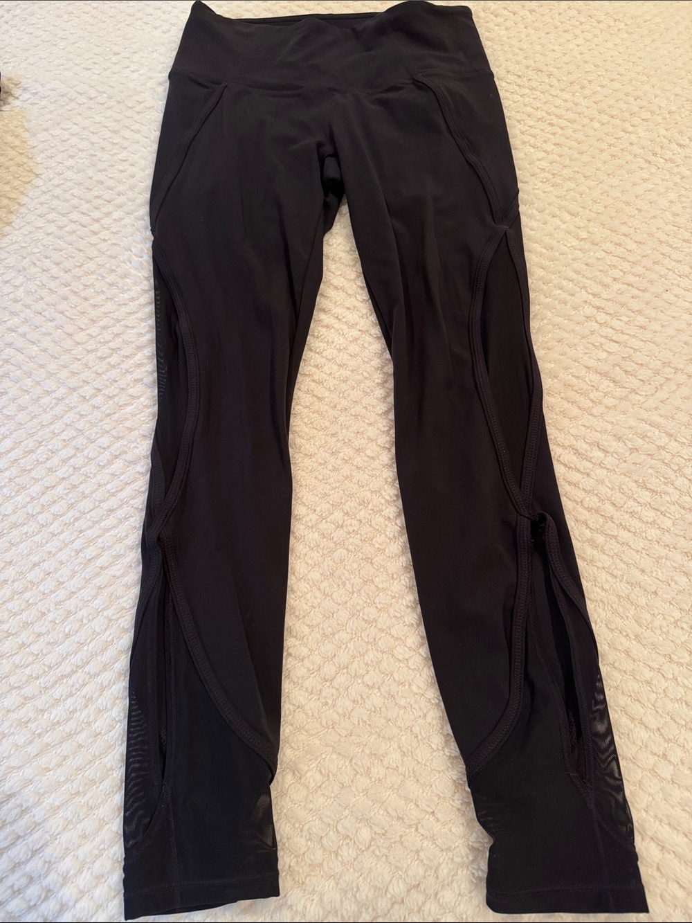 Athleta Black High-Rise Mesh Paneled Leggings